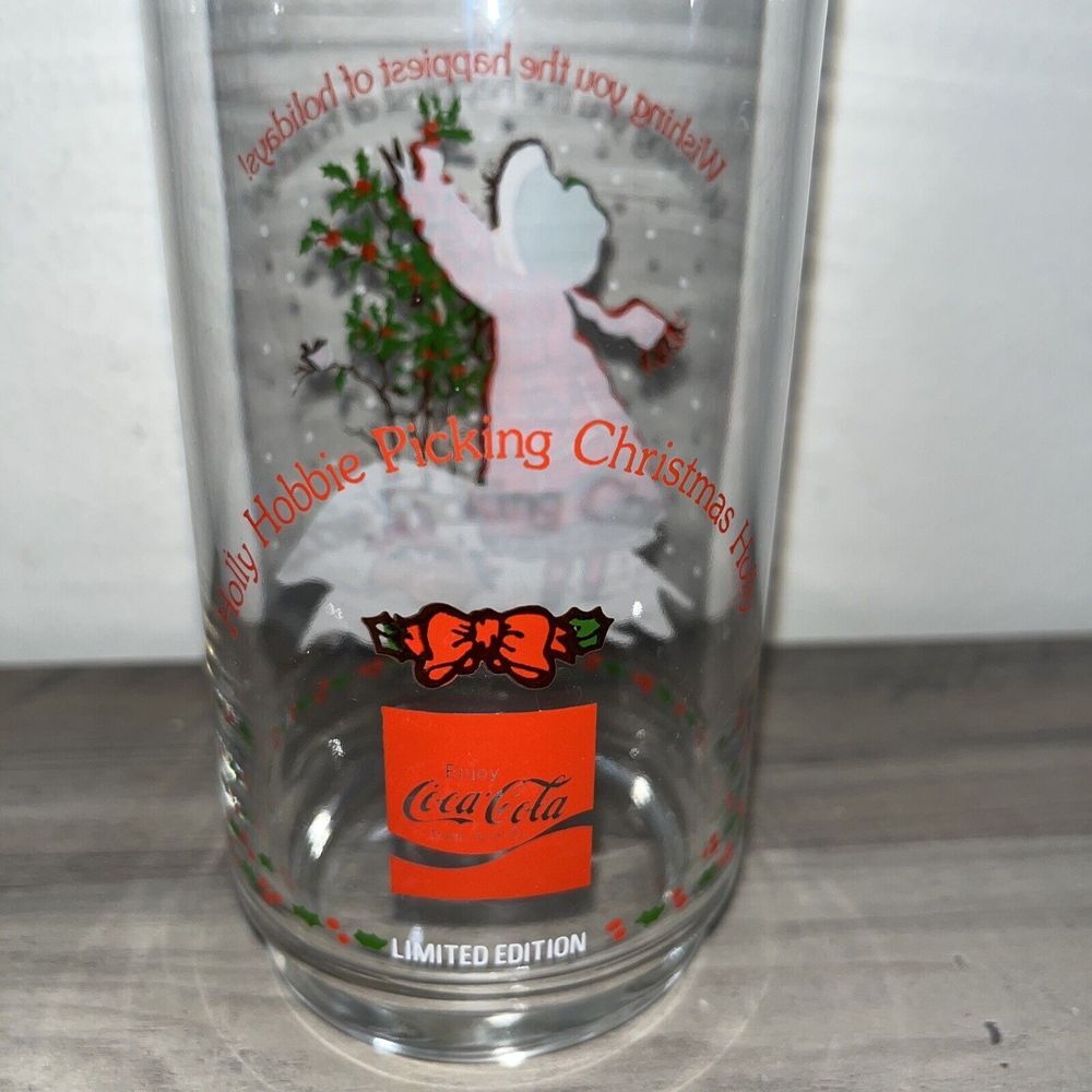 HOLLY HOBBIE 1 Glass Cup CHRISTMAS COCA COLA/American Greetings Vintage - Picture 3 of 8